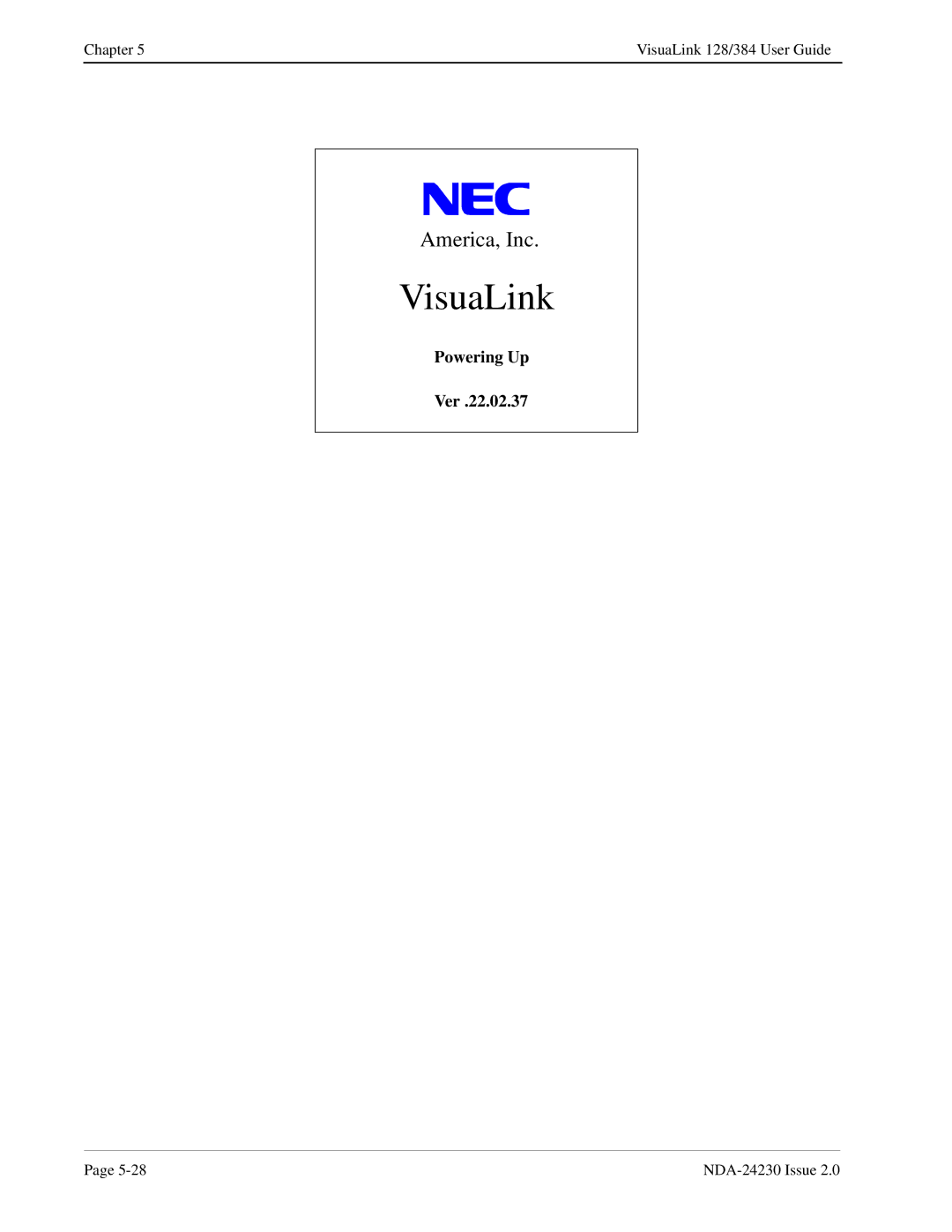 NEC 128/384 manual VisuaLink 