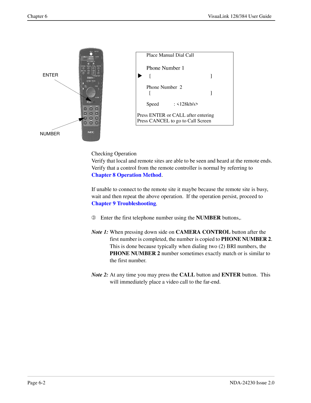 NEC 128/384 manual Phone Number 