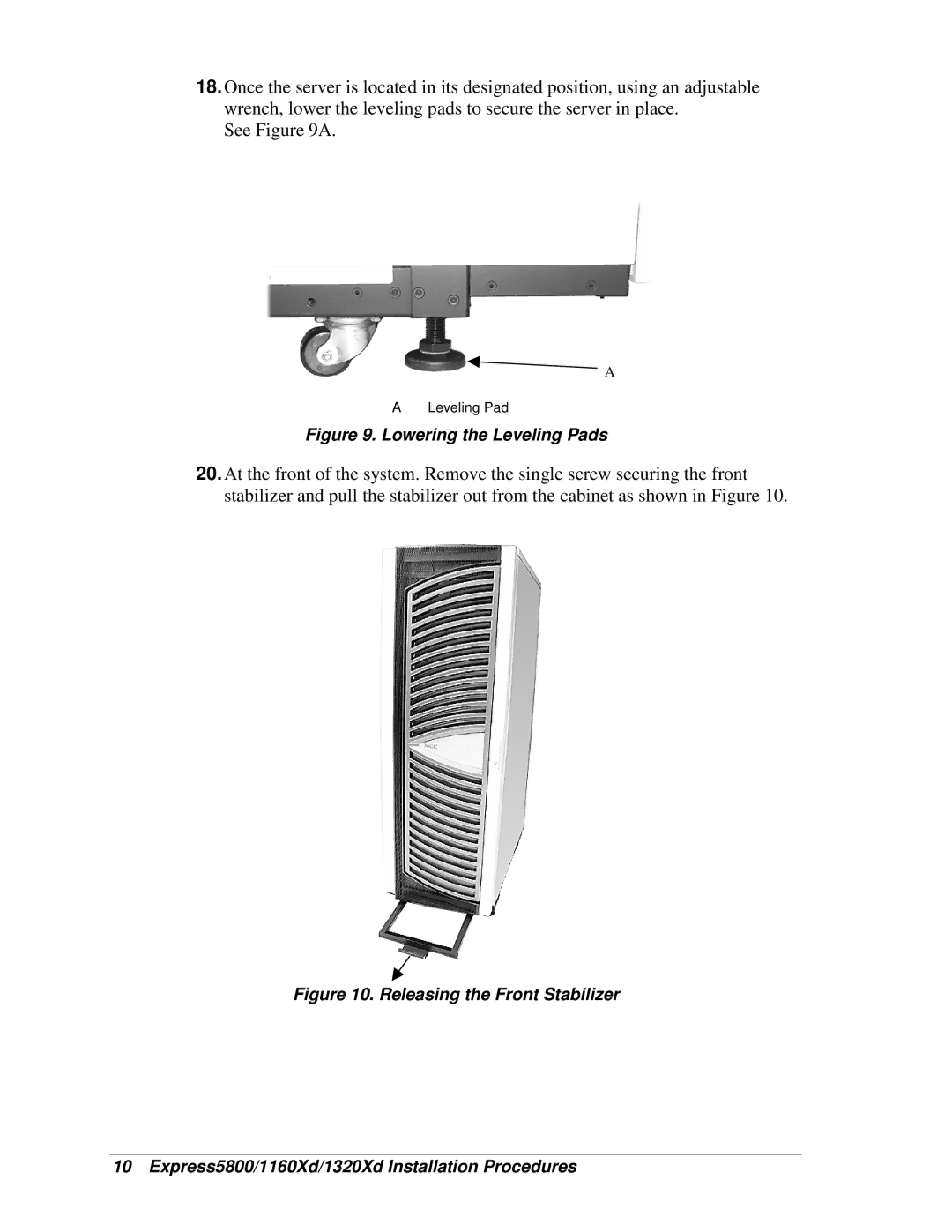 NEC 1320Xd, 1160Xd manual Lowering the Leveling Pads 