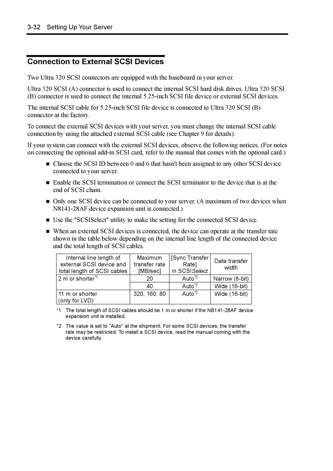 NEC 140Rc-4 manual Connection to External Scsi Devices, Only for LVD 