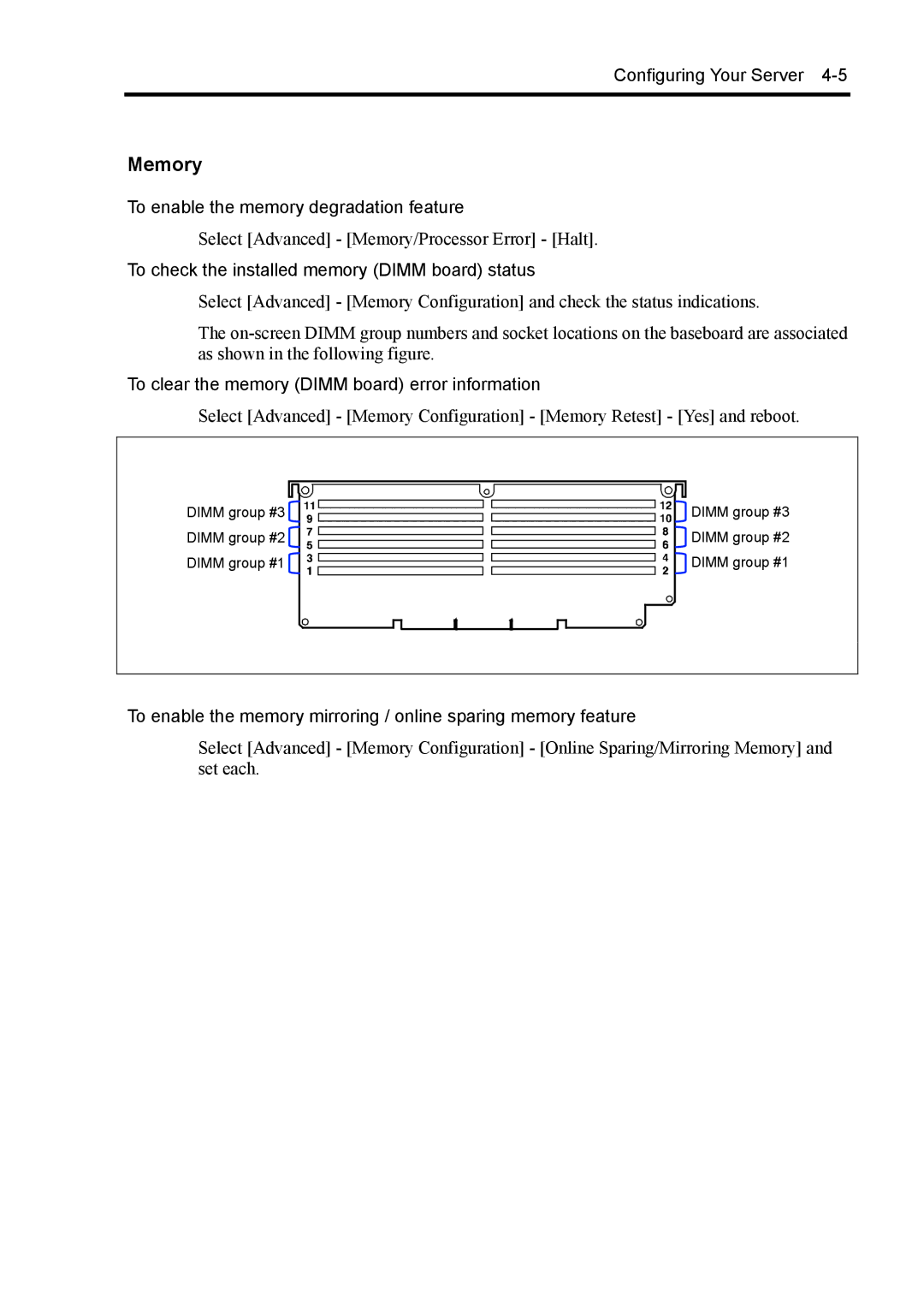 NEC 140Rc-4 manual Memory, To check the installed memory Dimm board status 