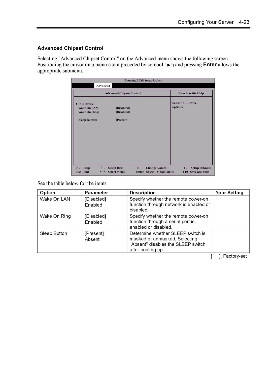 NEC 140Rc-4 manual Advanced Chipset Control 