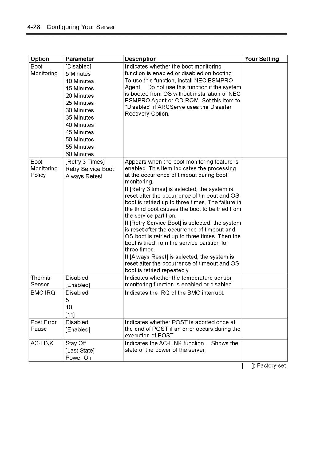 NEC 140Rc-4 manual Bmc Irq 