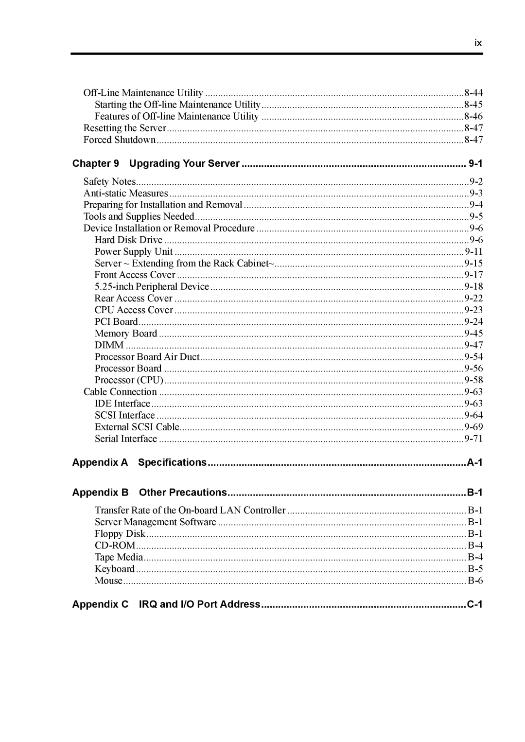 NEC 140Rc-4 manual Appendix a, Appendix B, Specifications, Other Precautions 