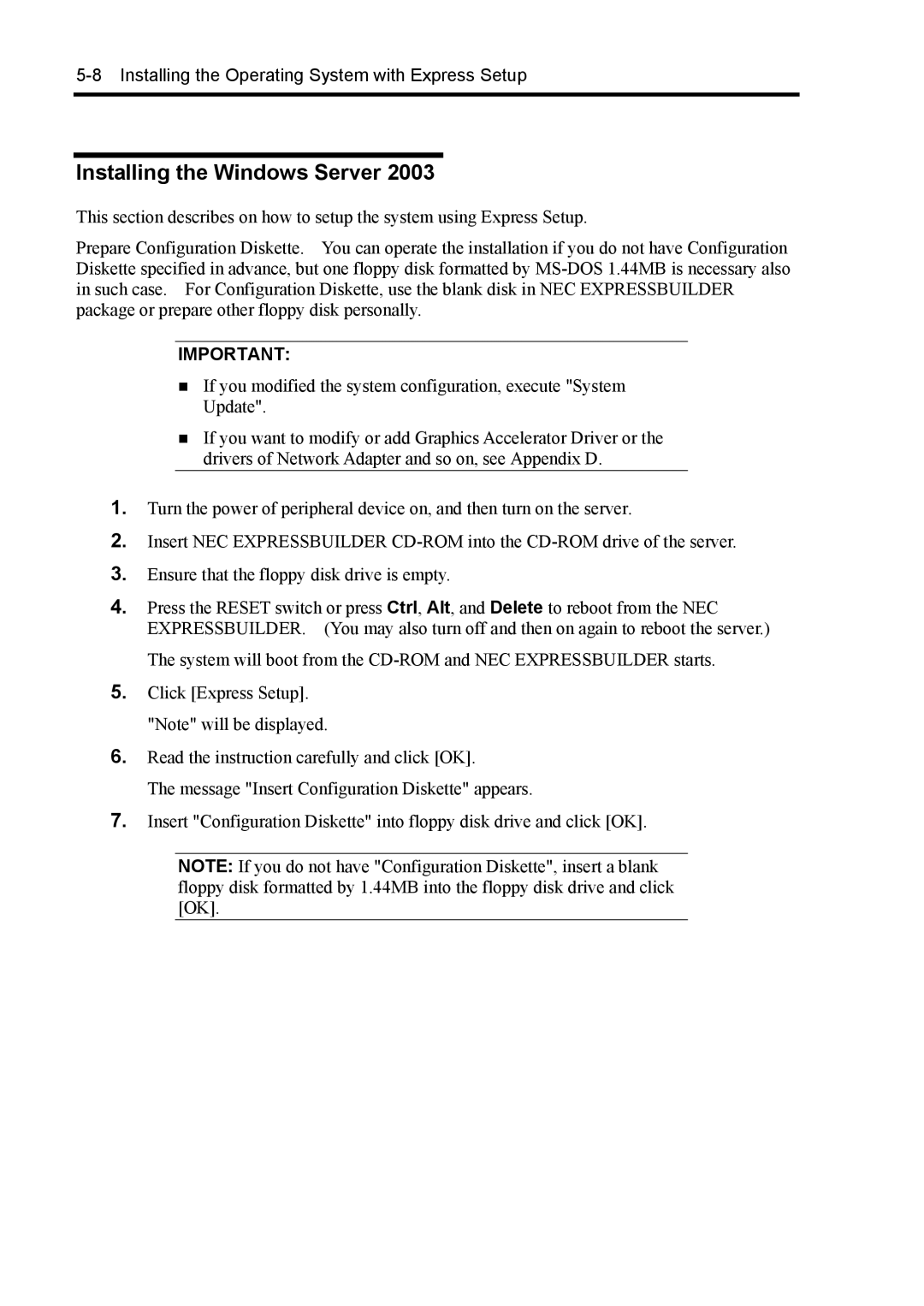 NEC 140Rc-4 manual Installing the Windows Server 