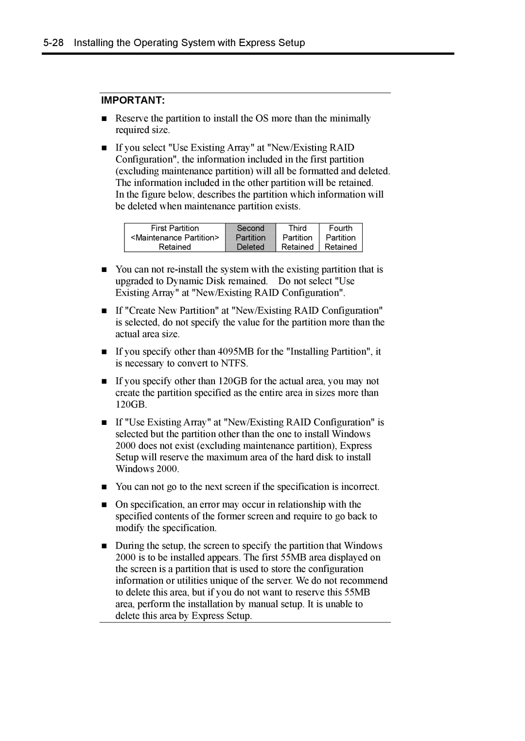 NEC 140Rc-4 manual Installing the Operating System with Express Setup 