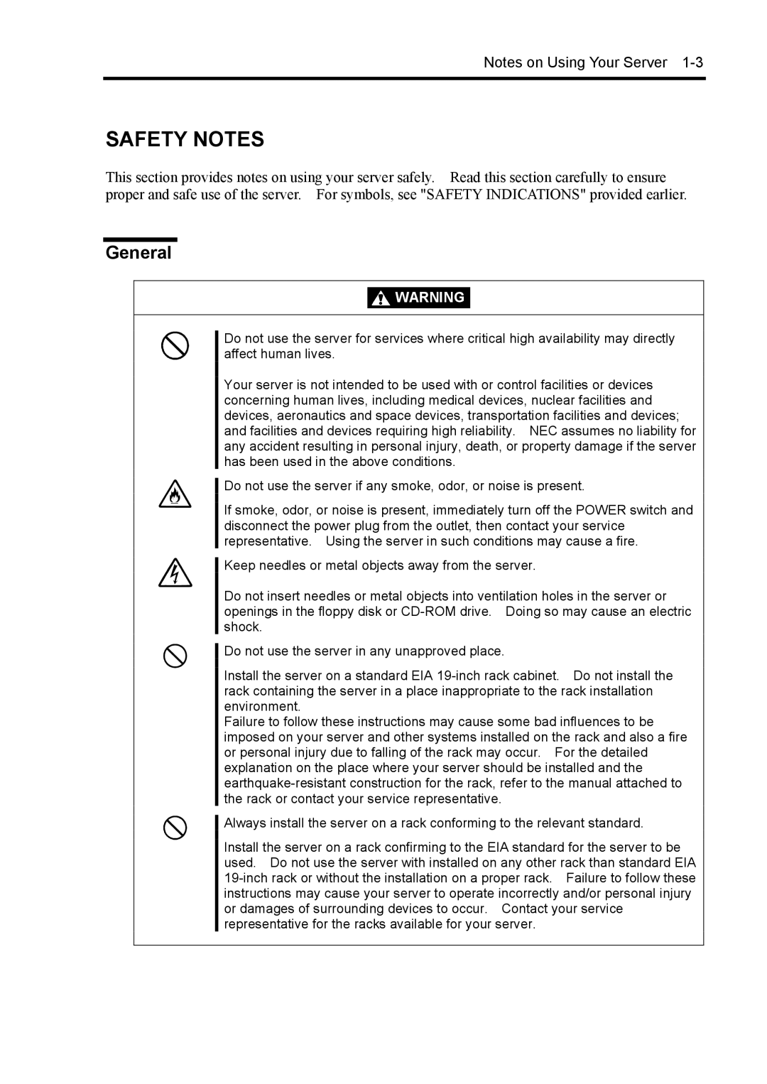 NEC 140Rc-4 manual Safety Notes, General 