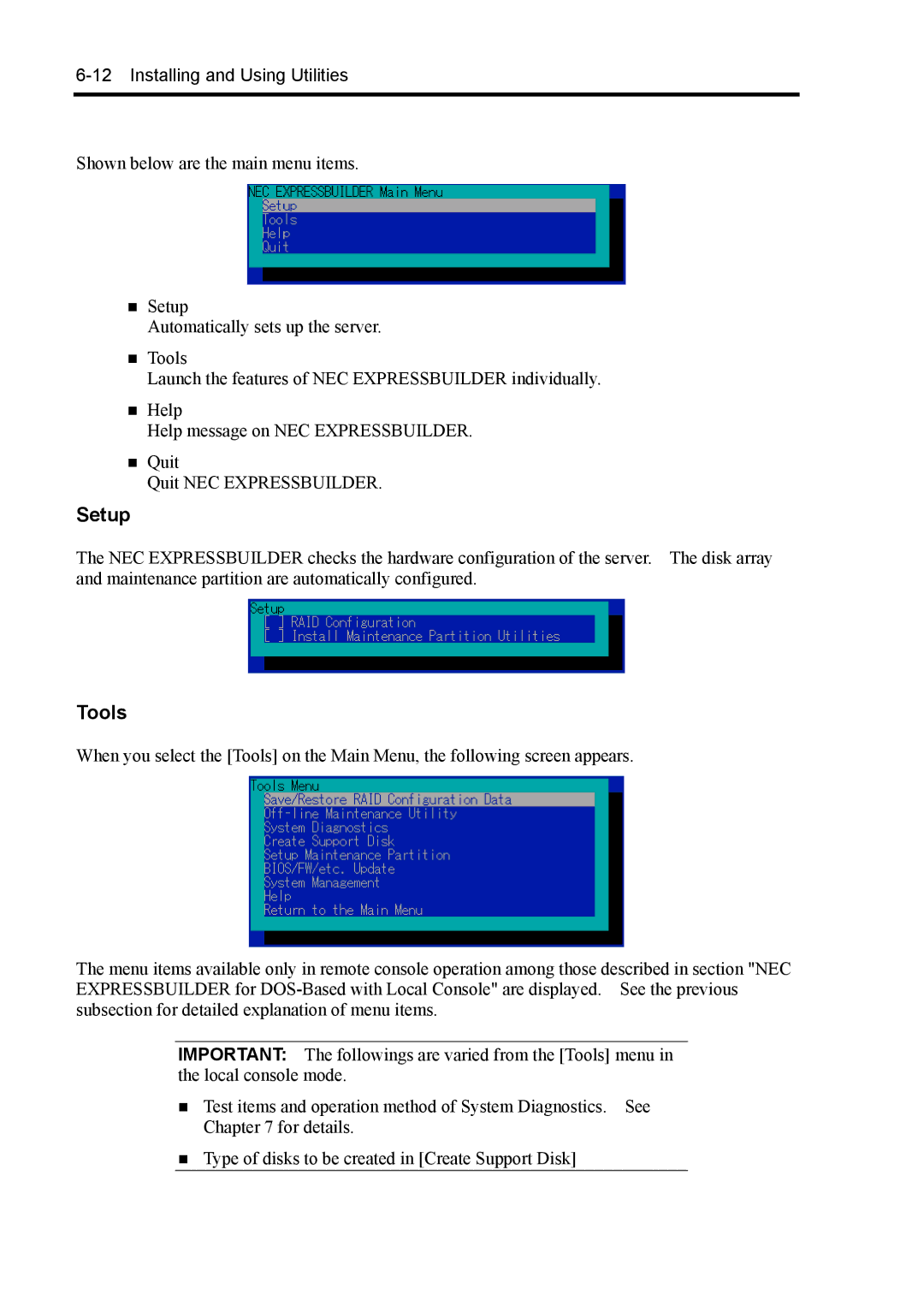 NEC 140Rc-4 manual Setup, Tools 