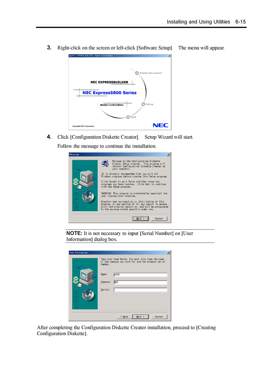 NEC 140Rc-4 manual Installing and Using Utilities 