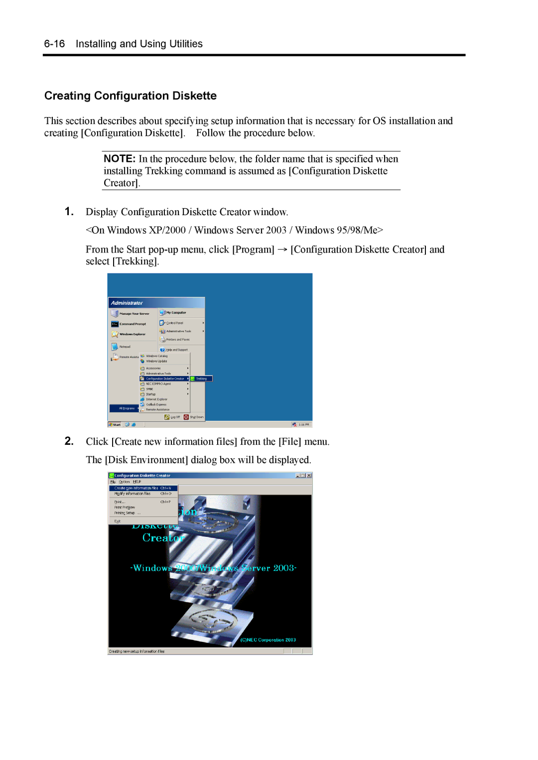 NEC 140Rc-4 manual Creating Configuration Diskette 