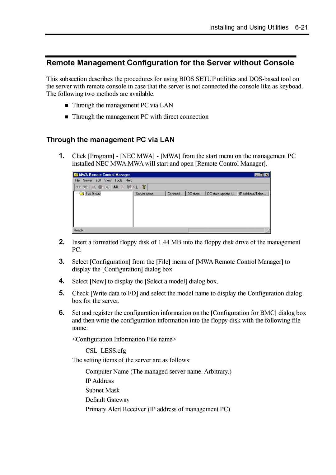 NEC 140Rc-4 manual Through the management PC via LAN 