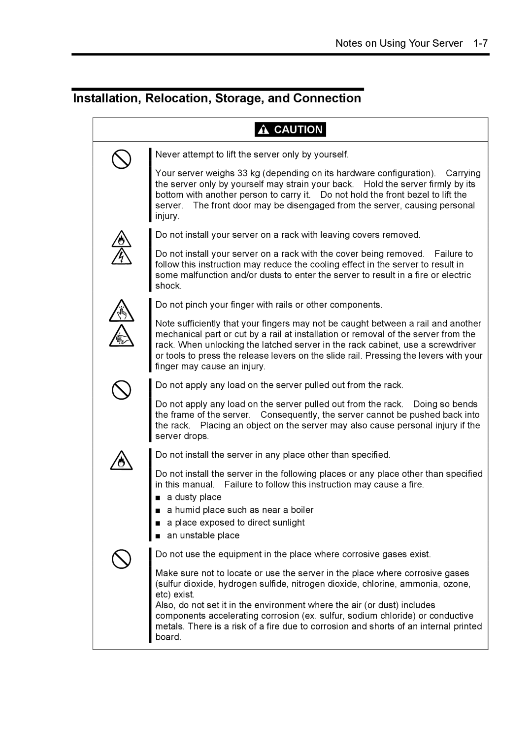 NEC 140Rc-4 manual Installation, Relocation, Storage, and Connection 