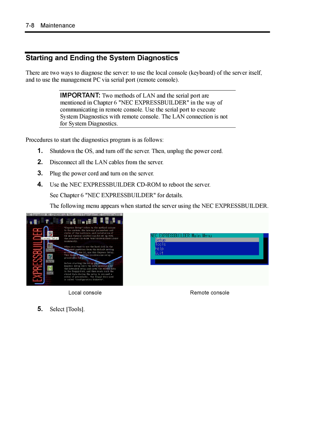 NEC 140Rc-4 manual Starting and Ending the System Diagnostics 