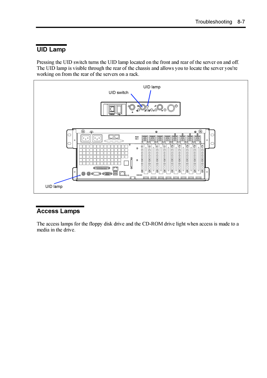 NEC 140Rc-4 manual UID Lamp, Access Lamps 