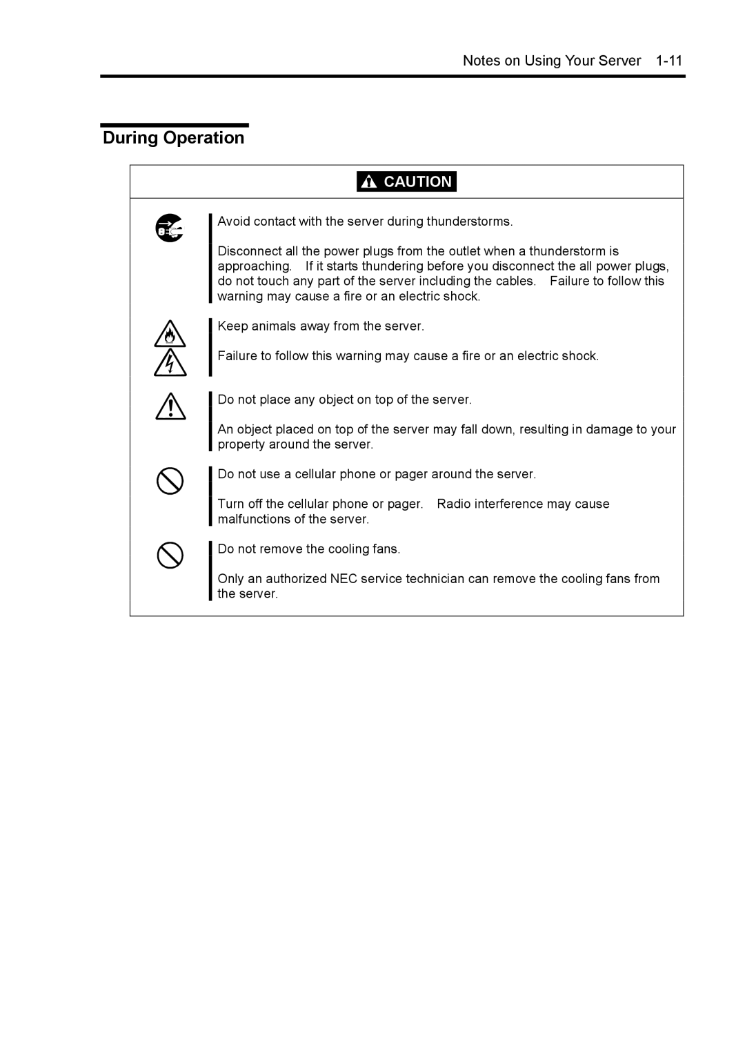 NEC 140Rc-4 manual During Operation 