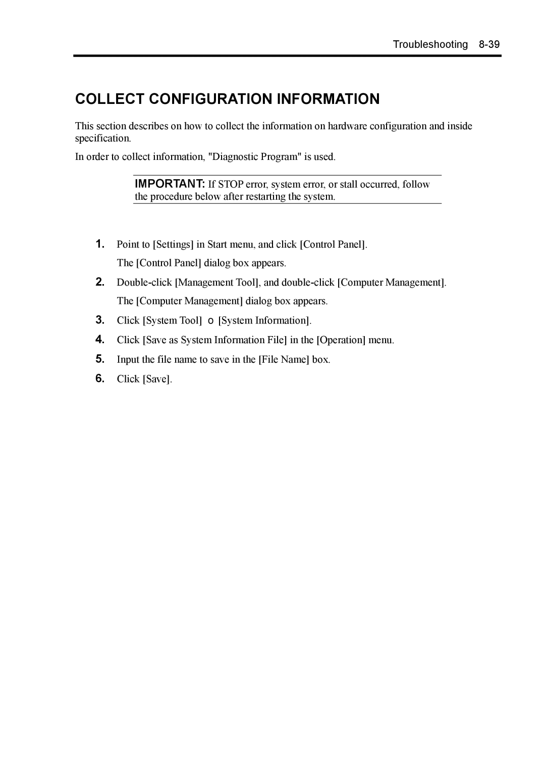 NEC 140Rc-4 manual Collect Configuration Information 