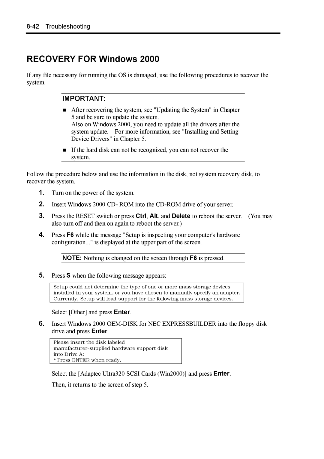 NEC 140Rc-4 manual Recovery for Windows 