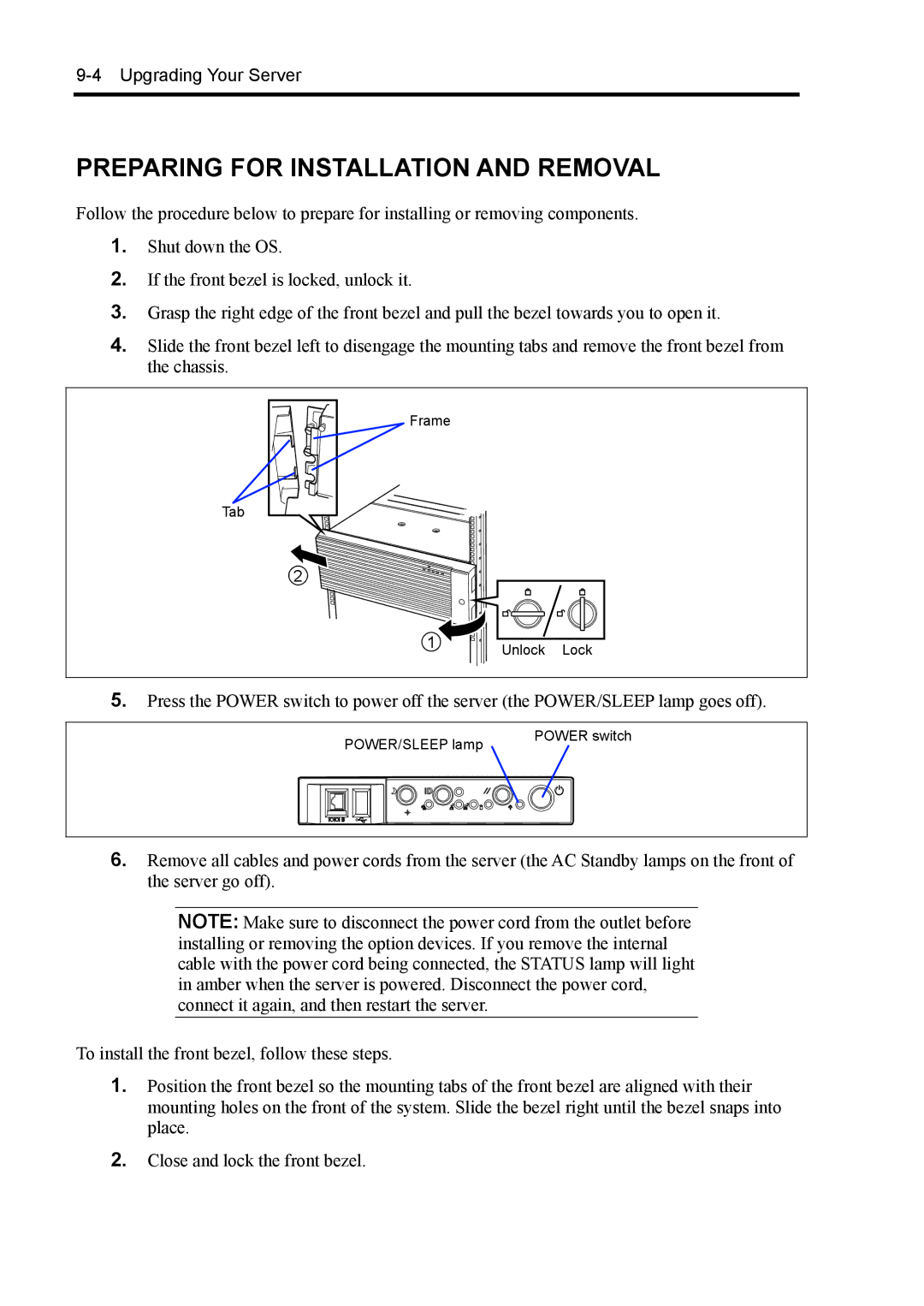 NEC 140Rc-4 manual Preparing for Installation and Removal 