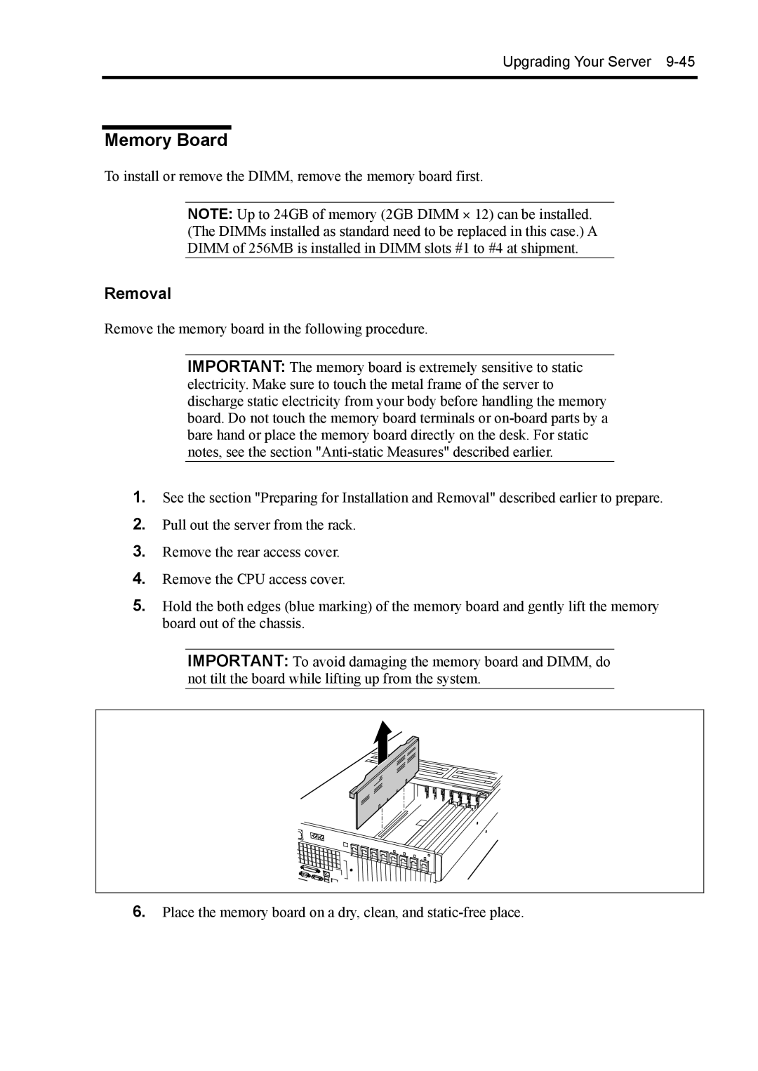 NEC 140Rc-4 manual To install or remove the DIMM, remove the memory board first 