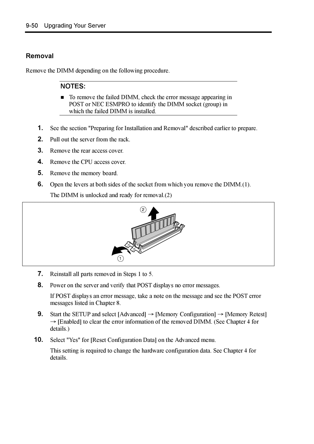 NEC 140Rc-4 manual Removal 