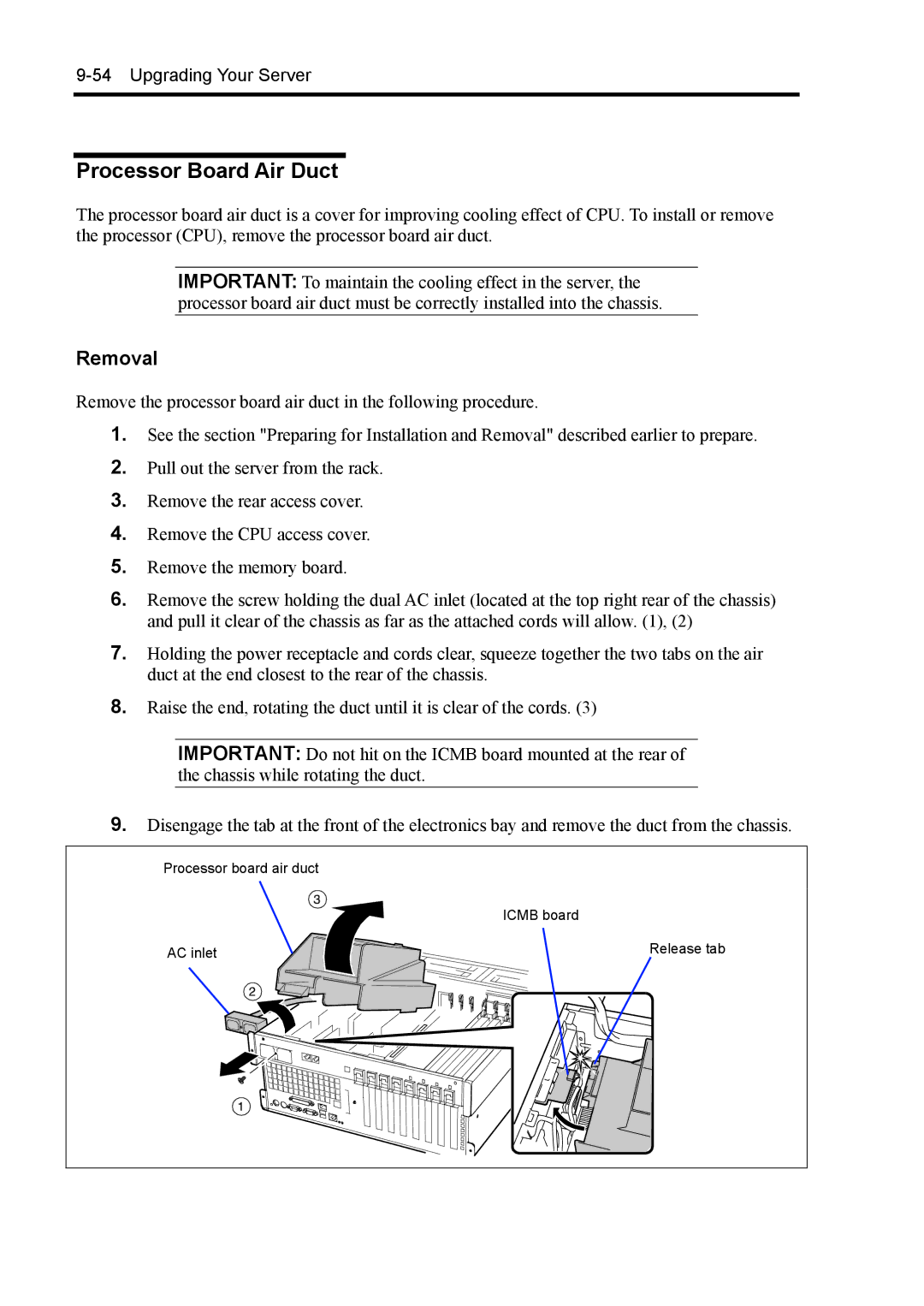 NEC 140Rc-4 manual Processor Board Air Duct, Removal 