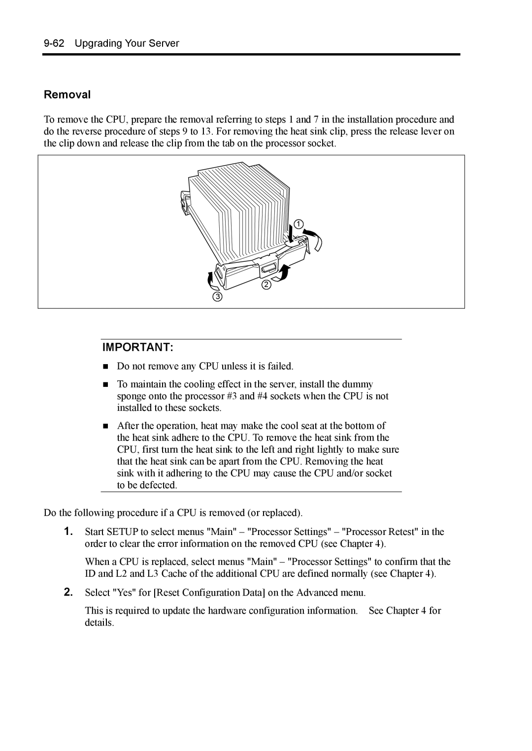 NEC 140Rc-4 manual Removal 