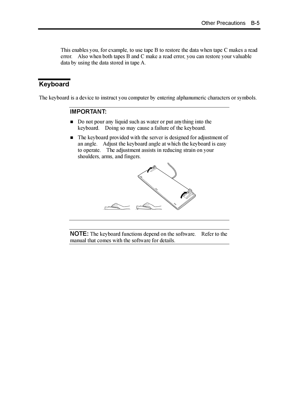 NEC 140Rc-4 manual Keyboard, Other Precautions B-5 