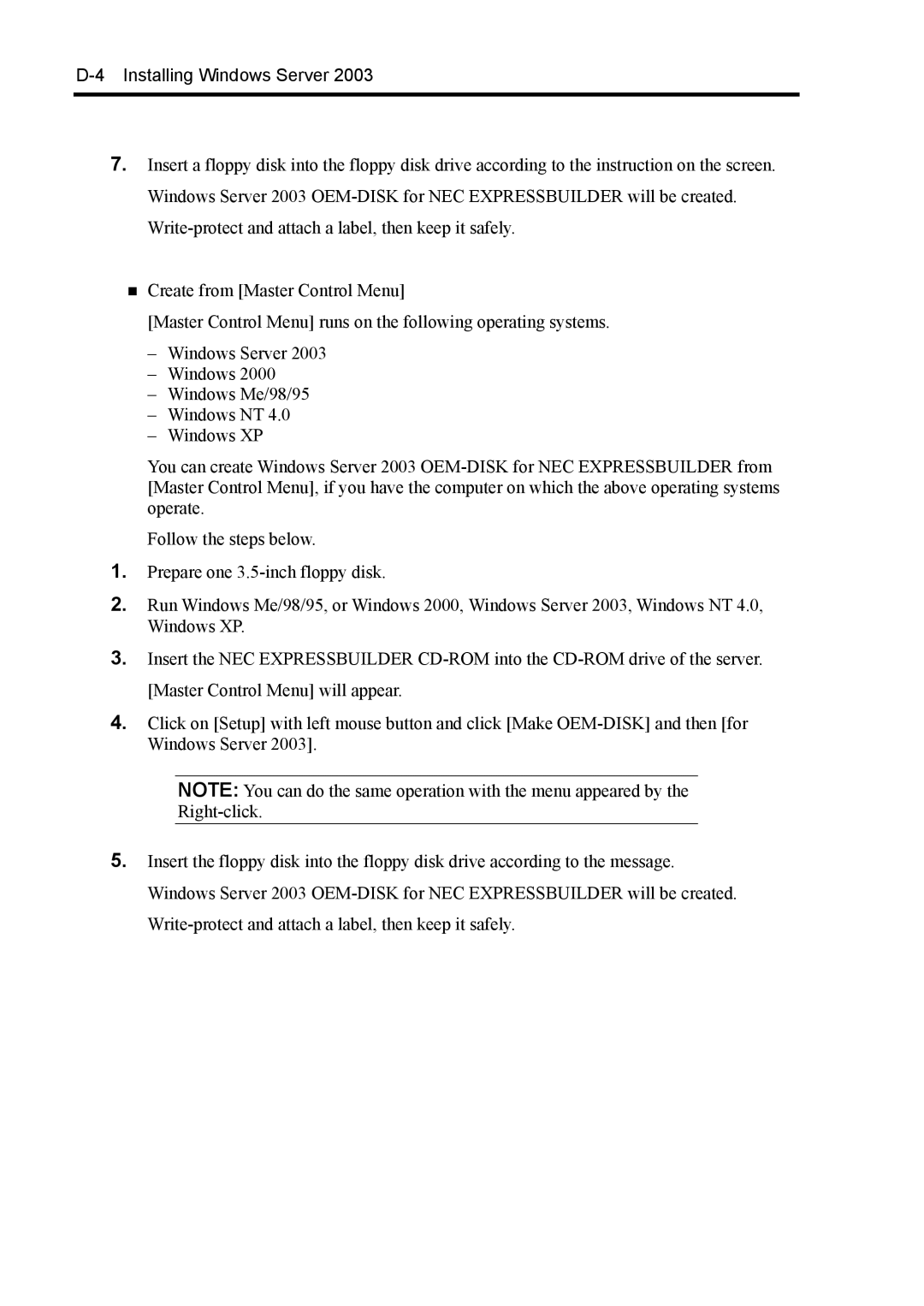 NEC 140Rc-4 manual Installing Windows Server 