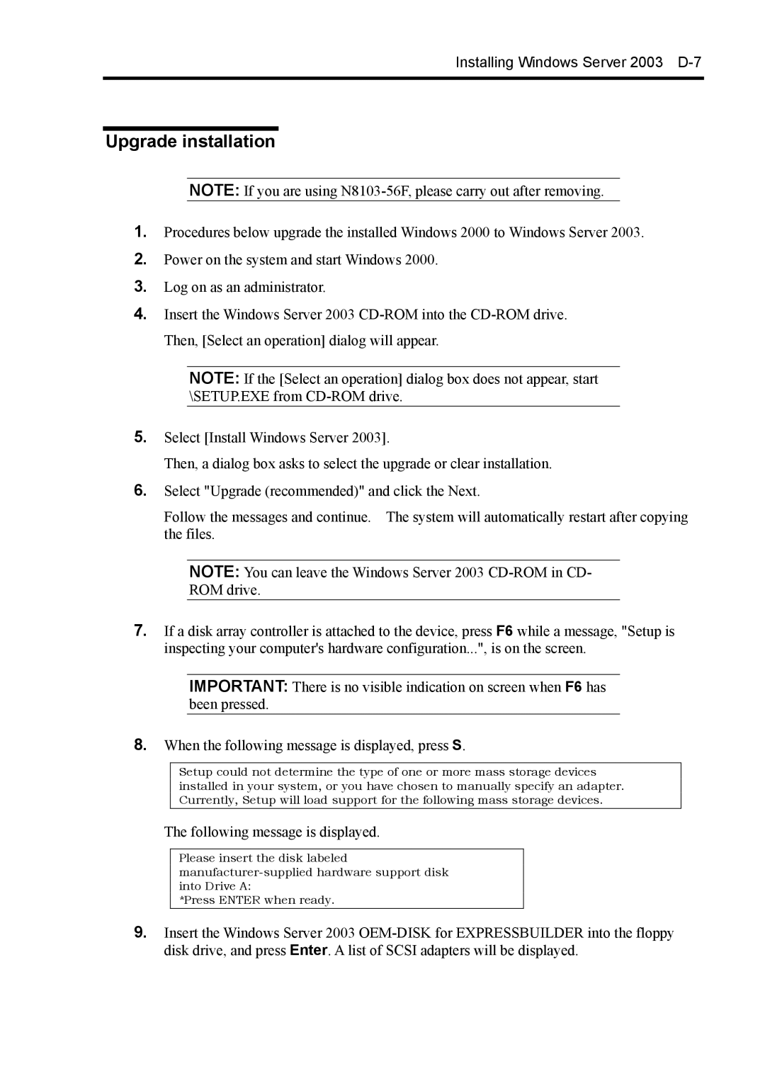 NEC 140Rc-4 manual Upgrade installation 