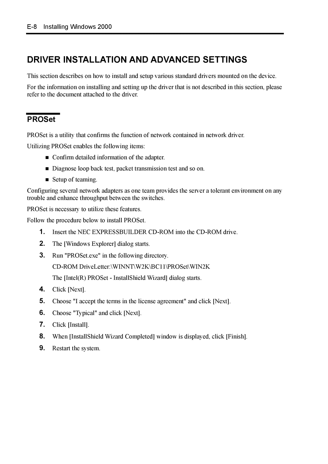 NEC 140Rc-4 manual Driver Installation and Advanced Settings 