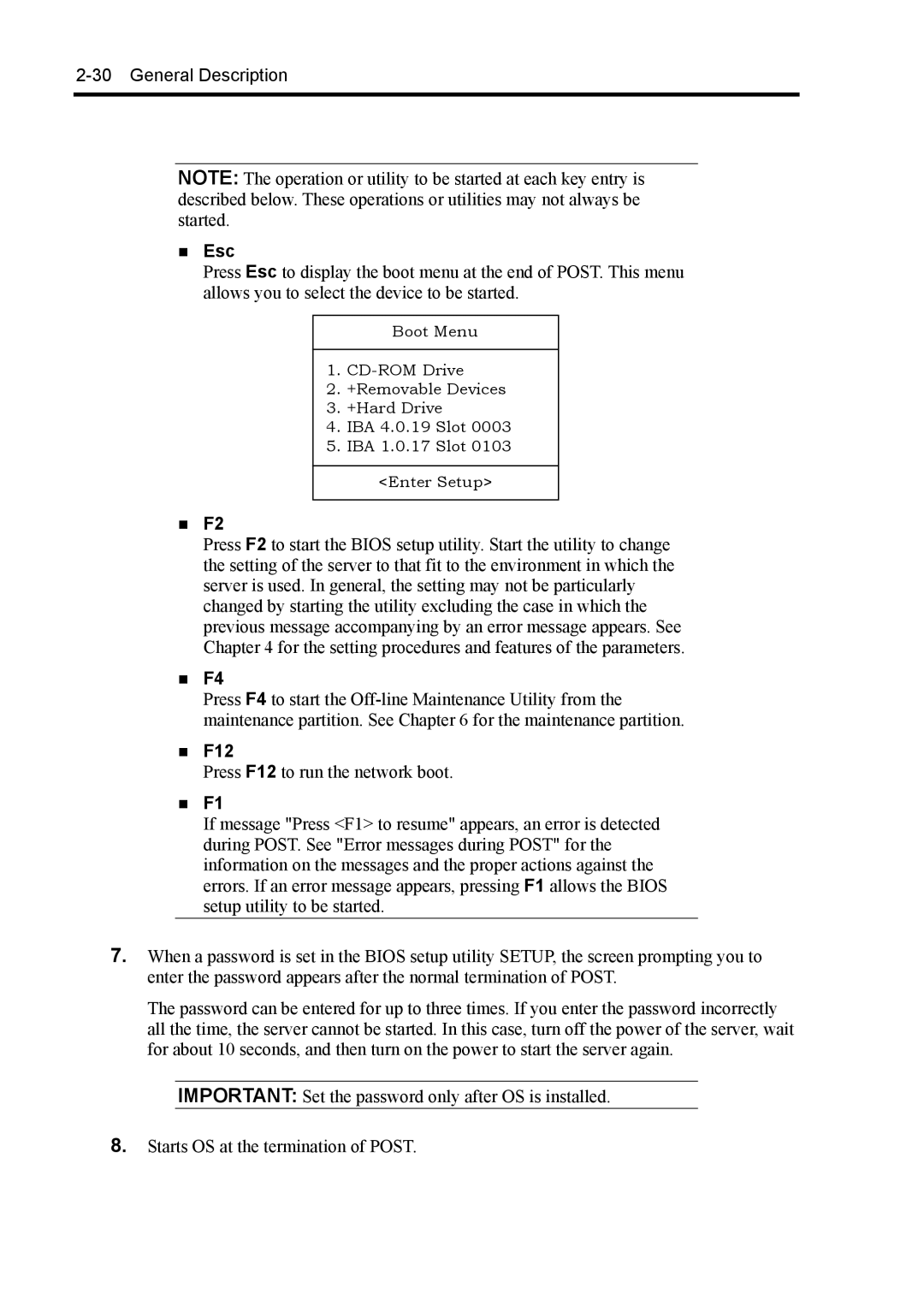 NEC 140Rc-4 manual „ Esc, „ F2, „ F4, „ F12 