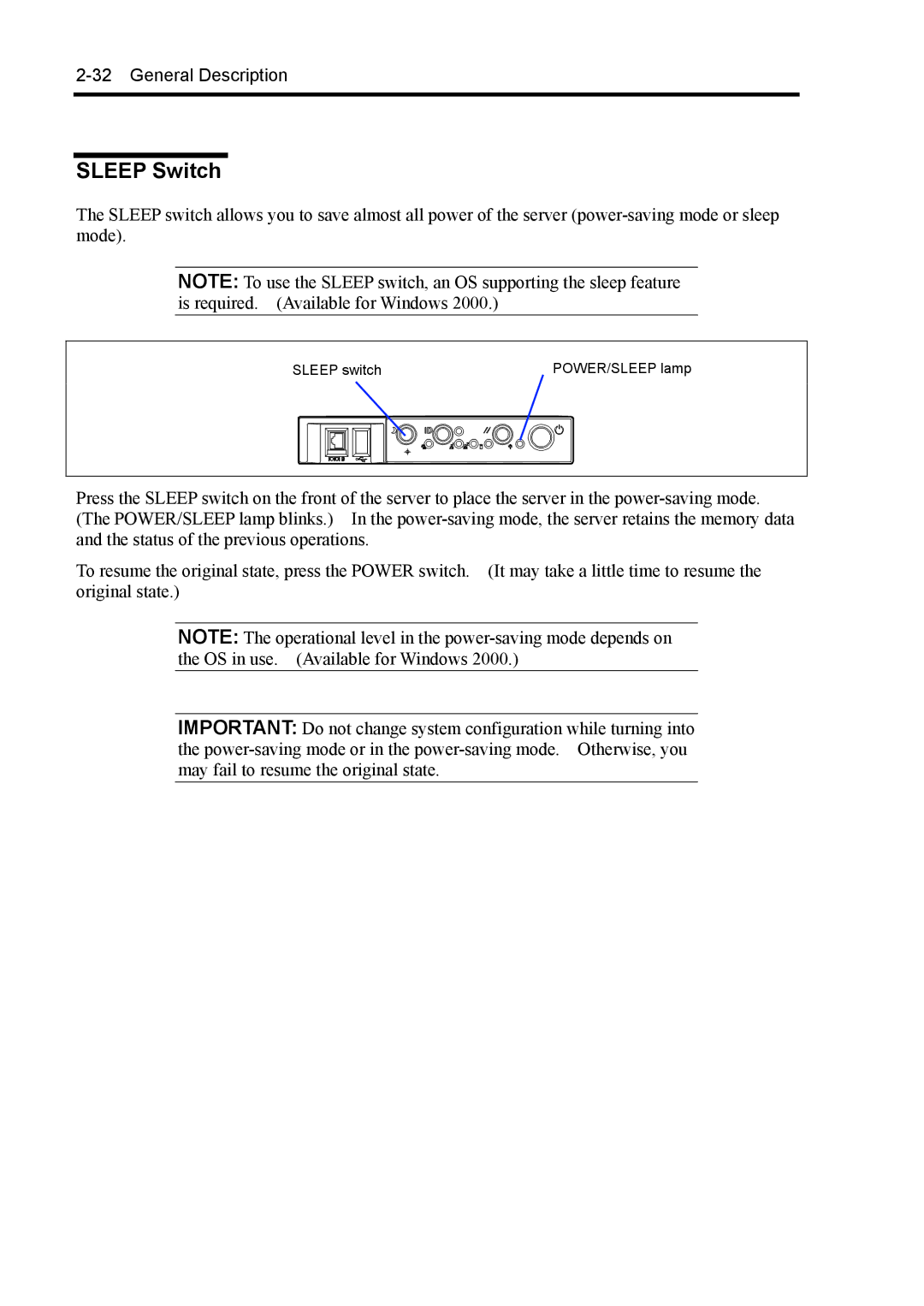 NEC 140Rc-4 manual Sleep Switch 