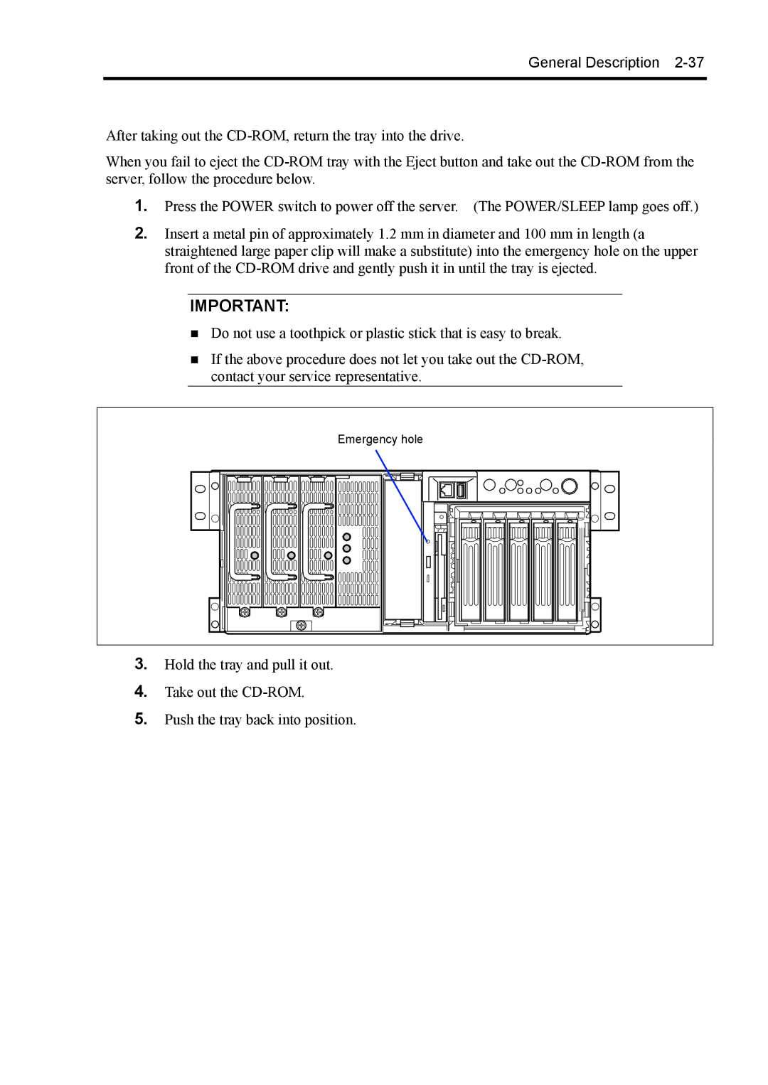 NEC 140Rc-4 manual Emergency hole 