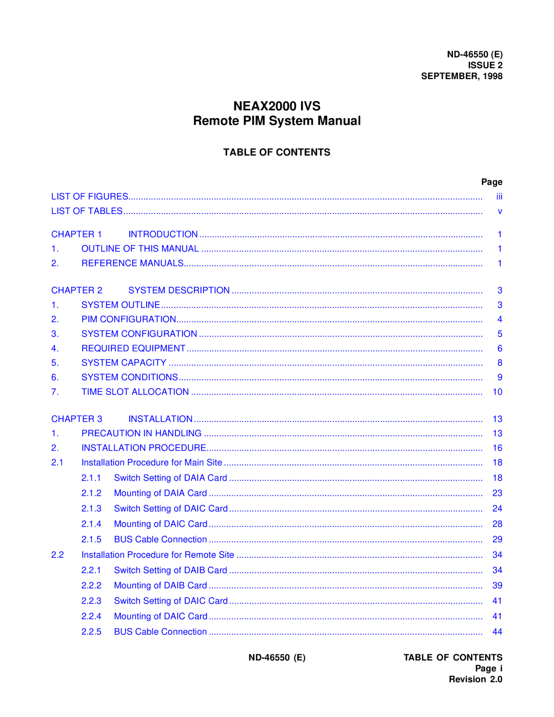 NEC 151944 system manual NEAX2000 IVS 