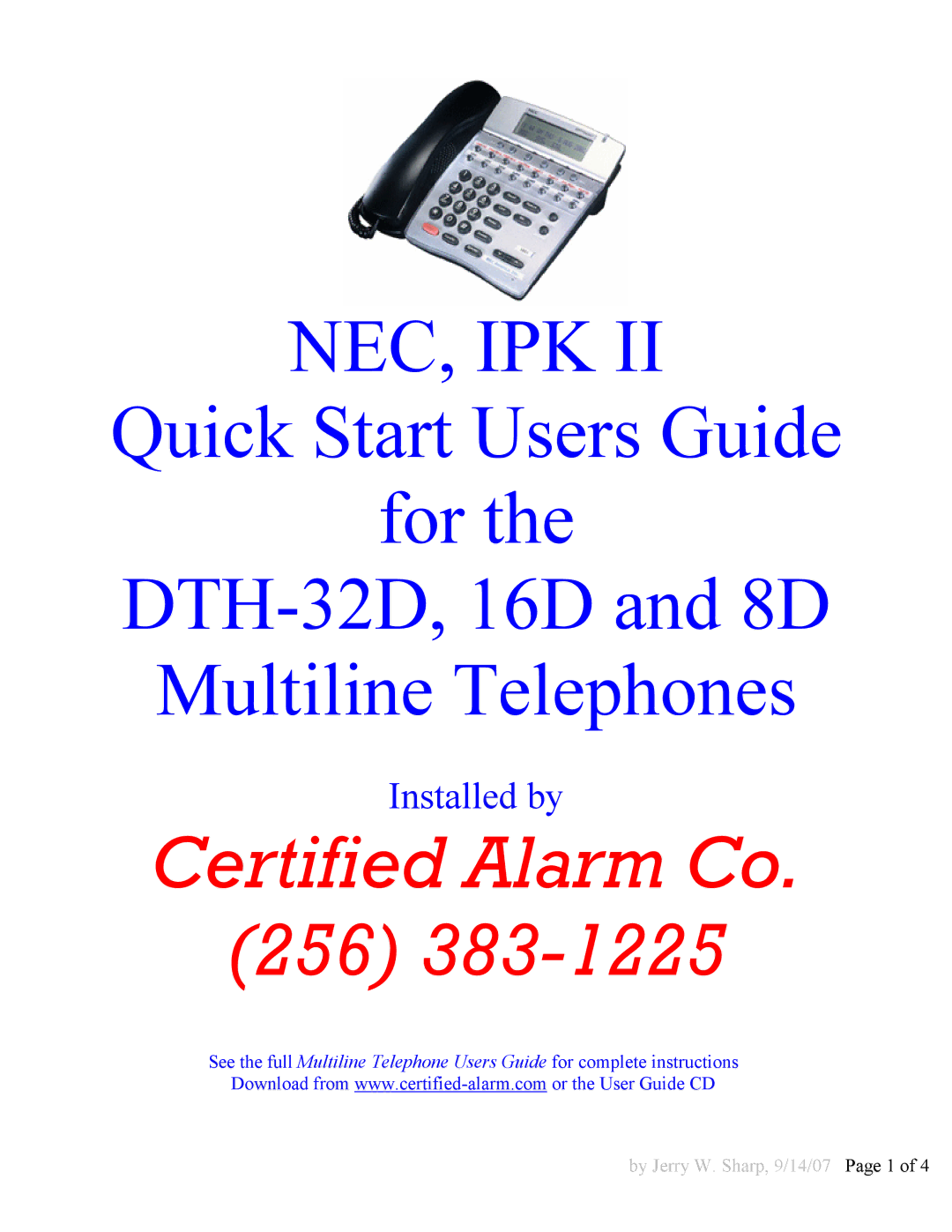 NEC DTH-32D, 16D and 8D quick start Nec, Ipk 