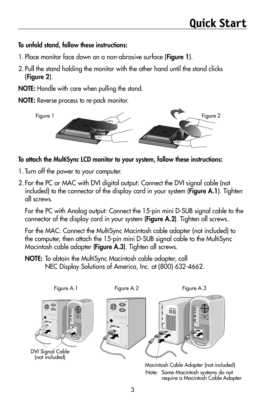 NEC 175VXM user manual Quick Start 