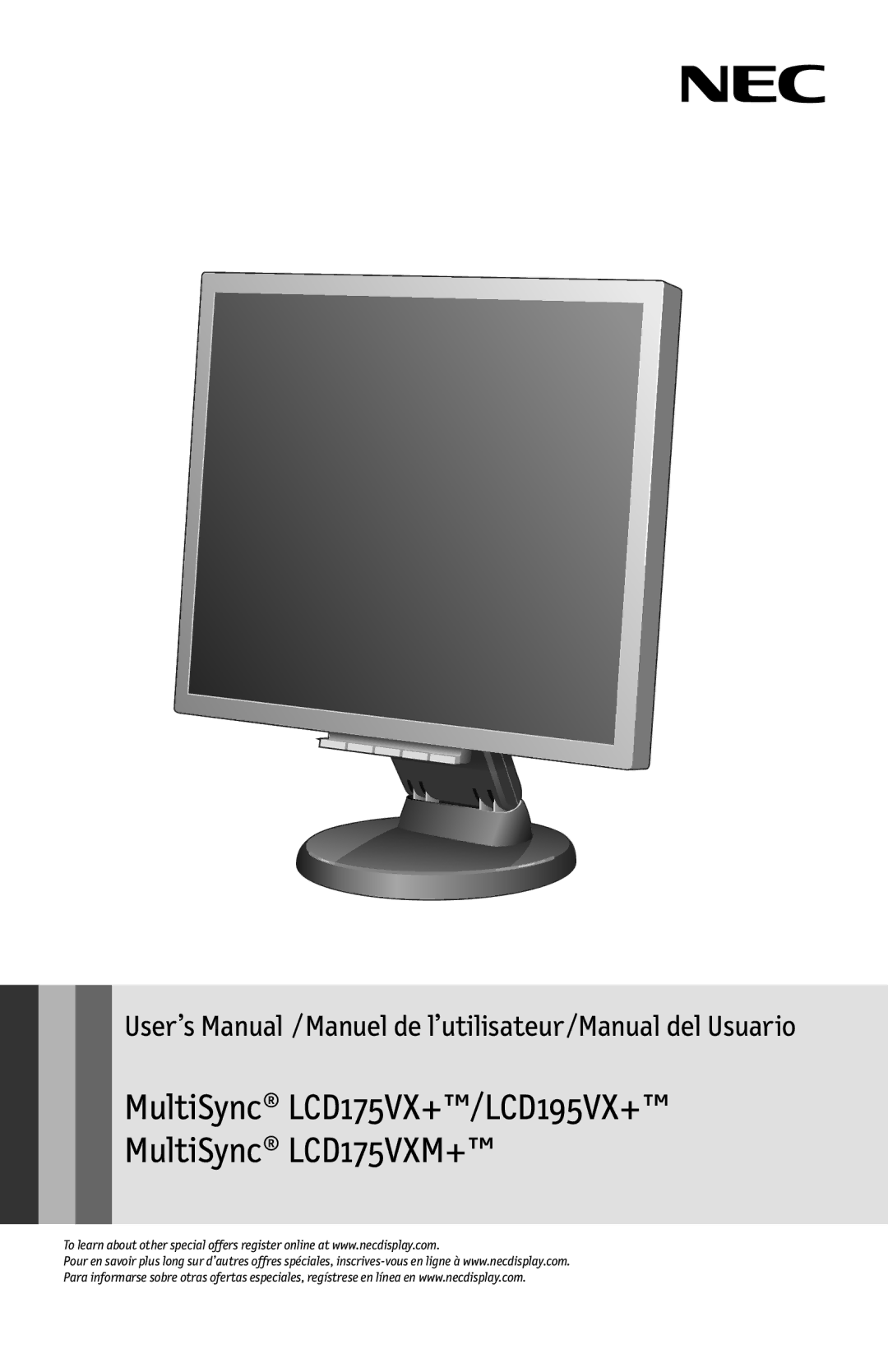 NEC user manual MultiSync LCD175VX+/LCD195VX+ MultiSync LCD175VXM+ 