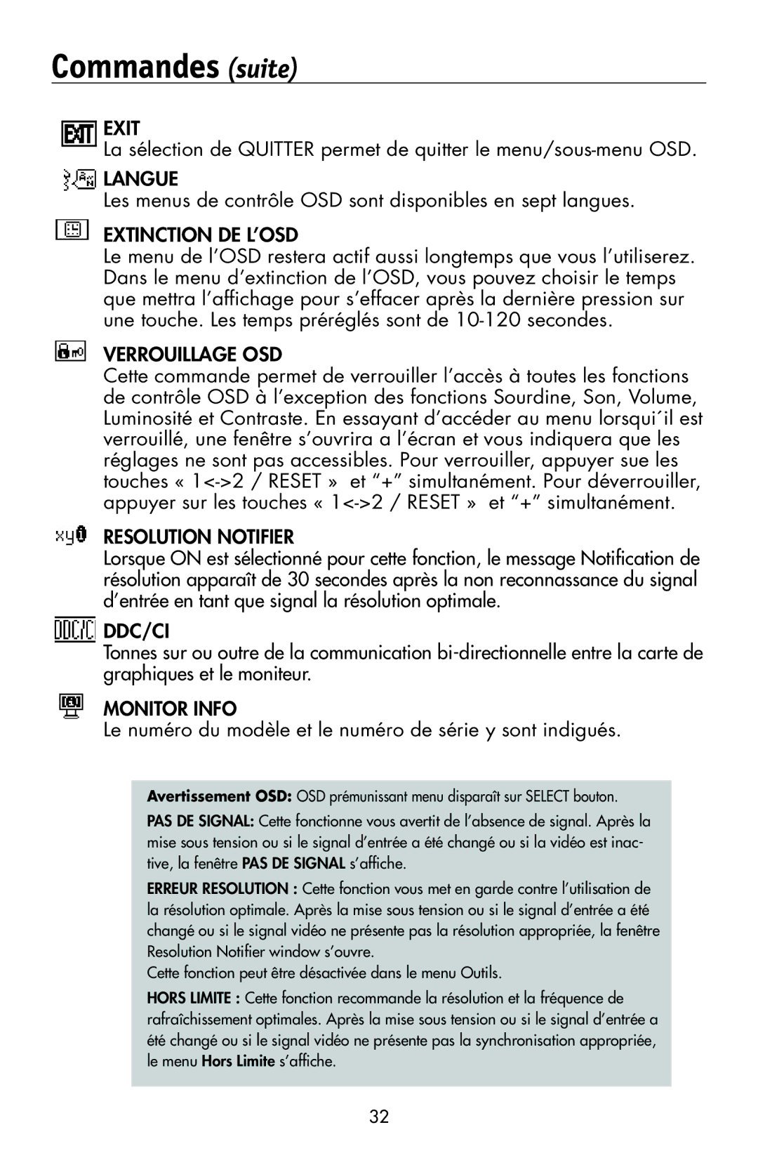 NEC 175VXM user manual Langue, Le numéro du modèle et le numéro de série y sont indigués 