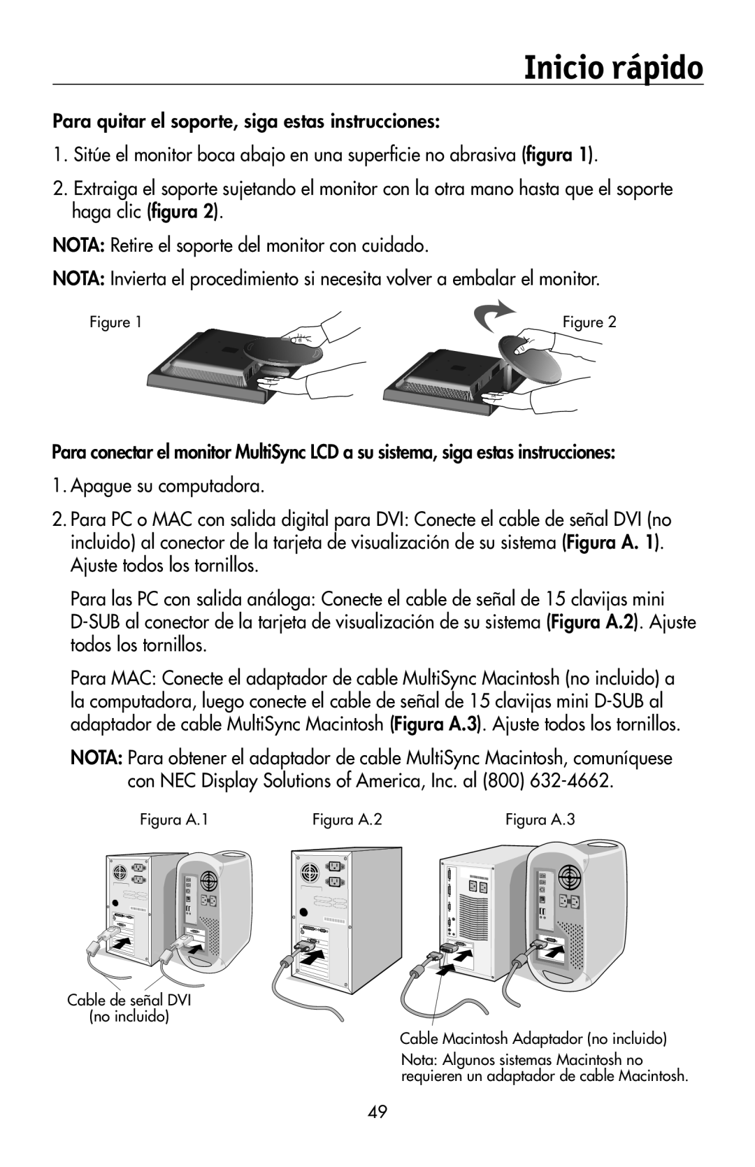 NEC 175VXM user manual Inicio rápido, Figura A.1 