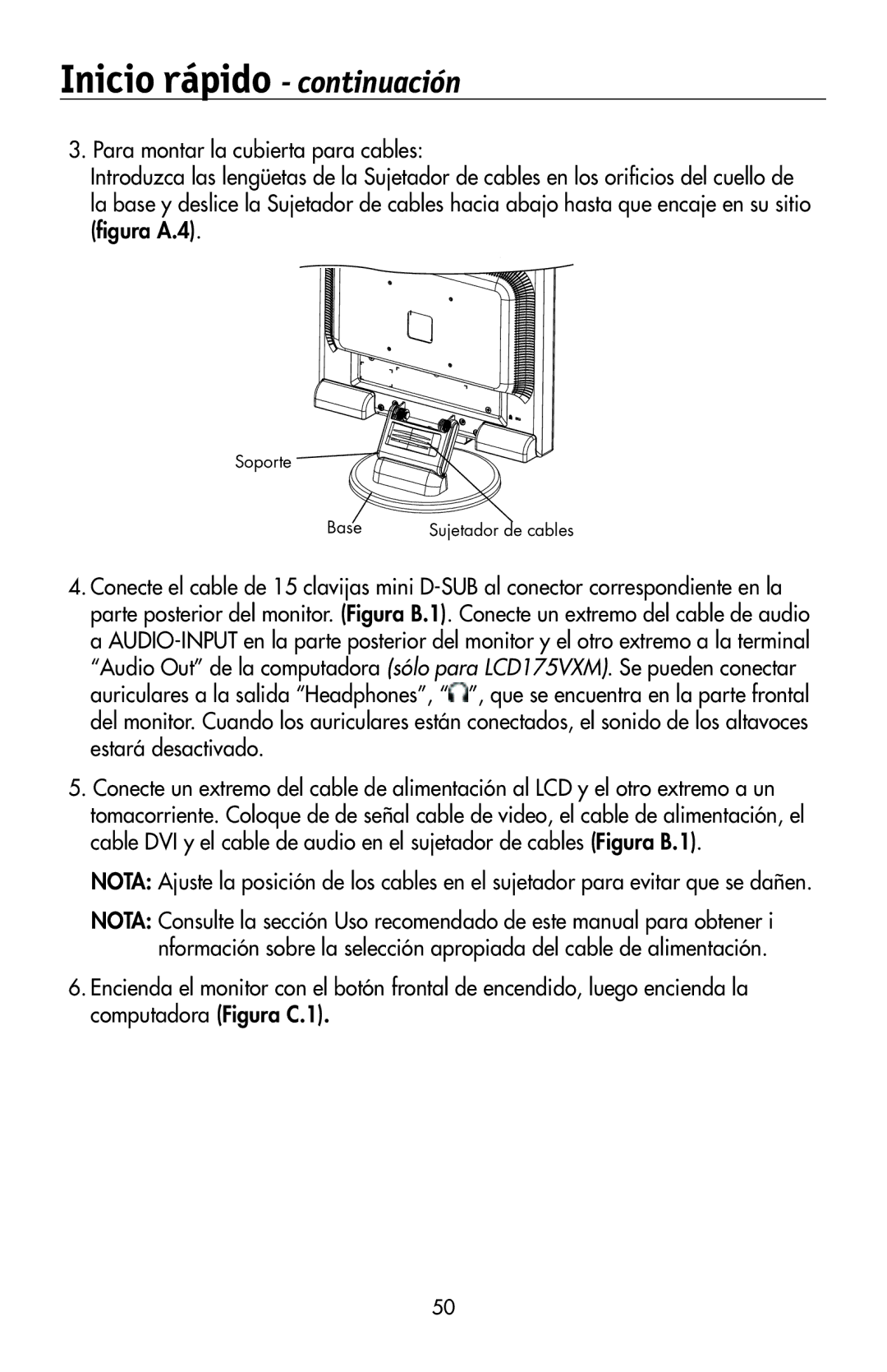 NEC 175VXM user manual Inicio rápido continuación 