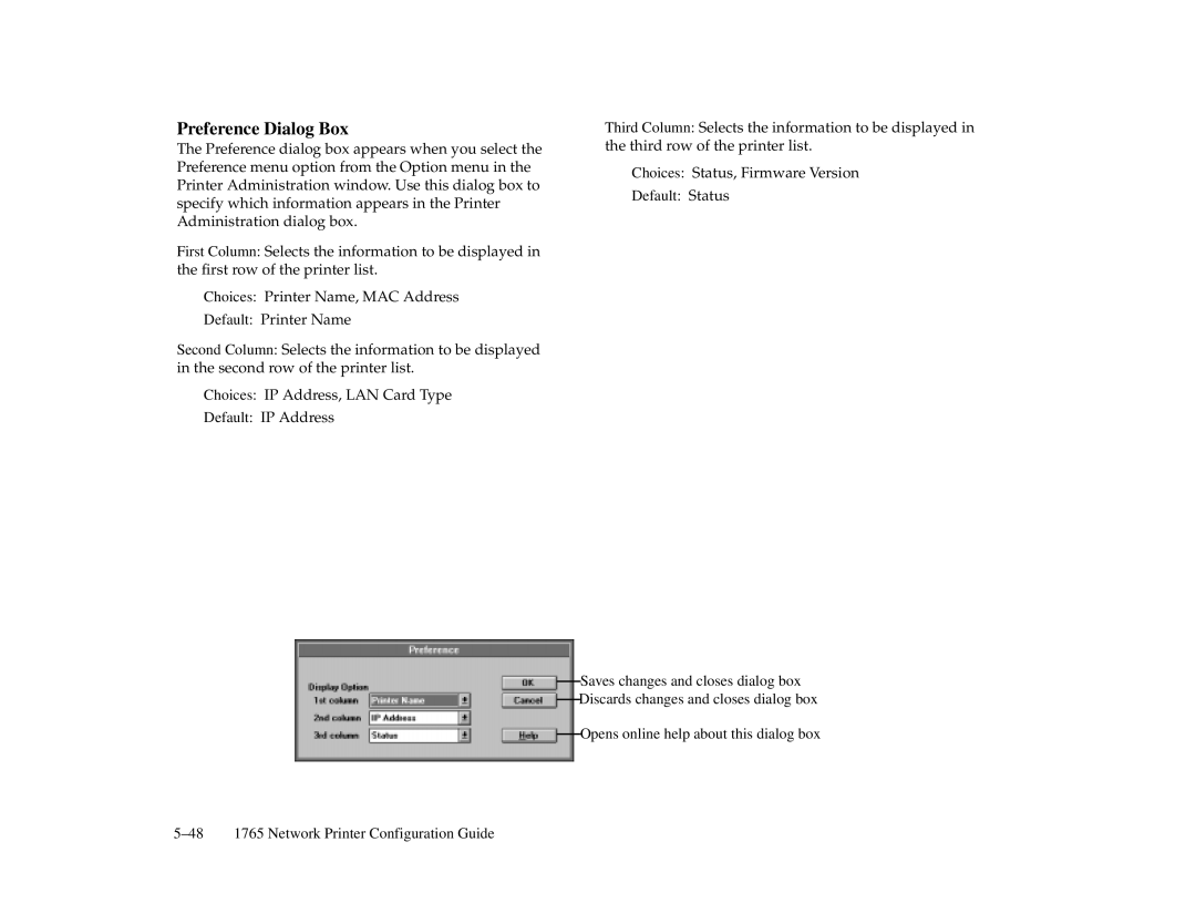 NEC 1765, 1700 Series manual Preference Dialog Box 