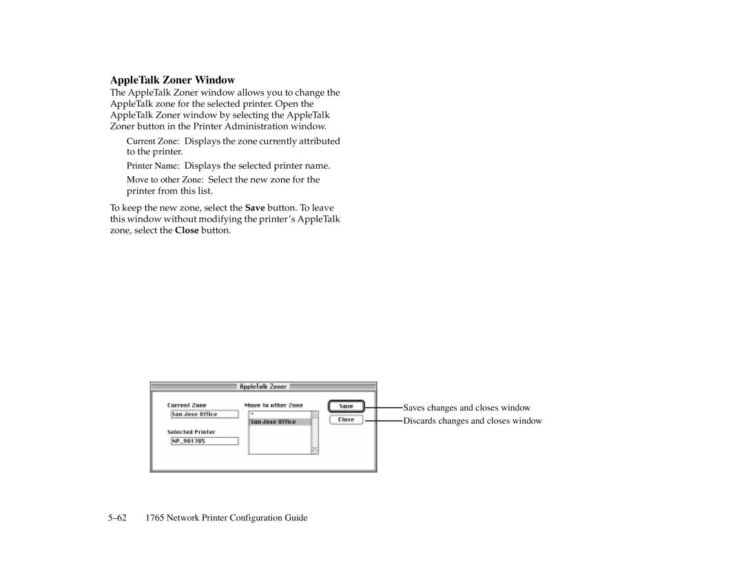 NEC 1765, 1700 Series manual AppleTalk Zoner Window 