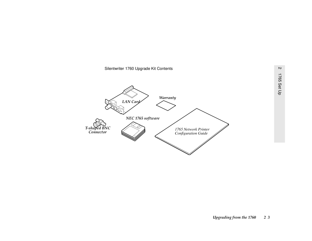 NEC 1700 Series, 1765 manual Silentwriter 1760 Upgrade Kit Contents, Set Up 