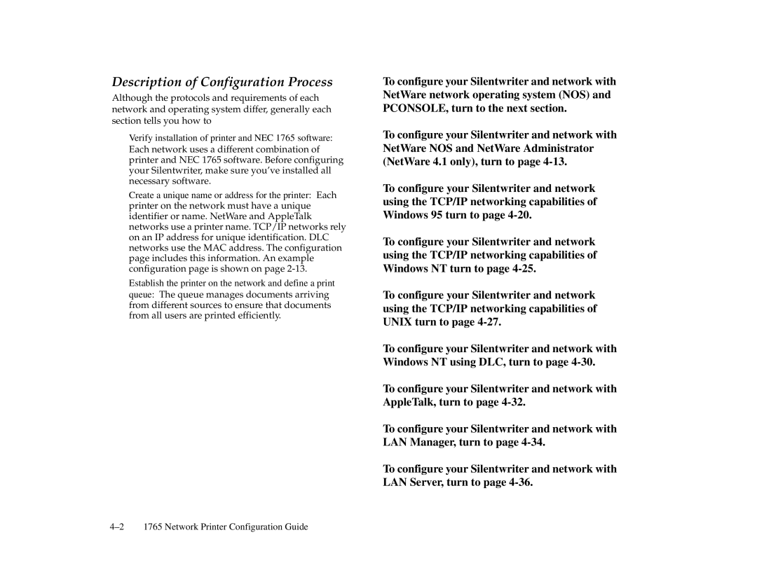 NEC 1765, 1700 Series manual Description of Configuration Process 