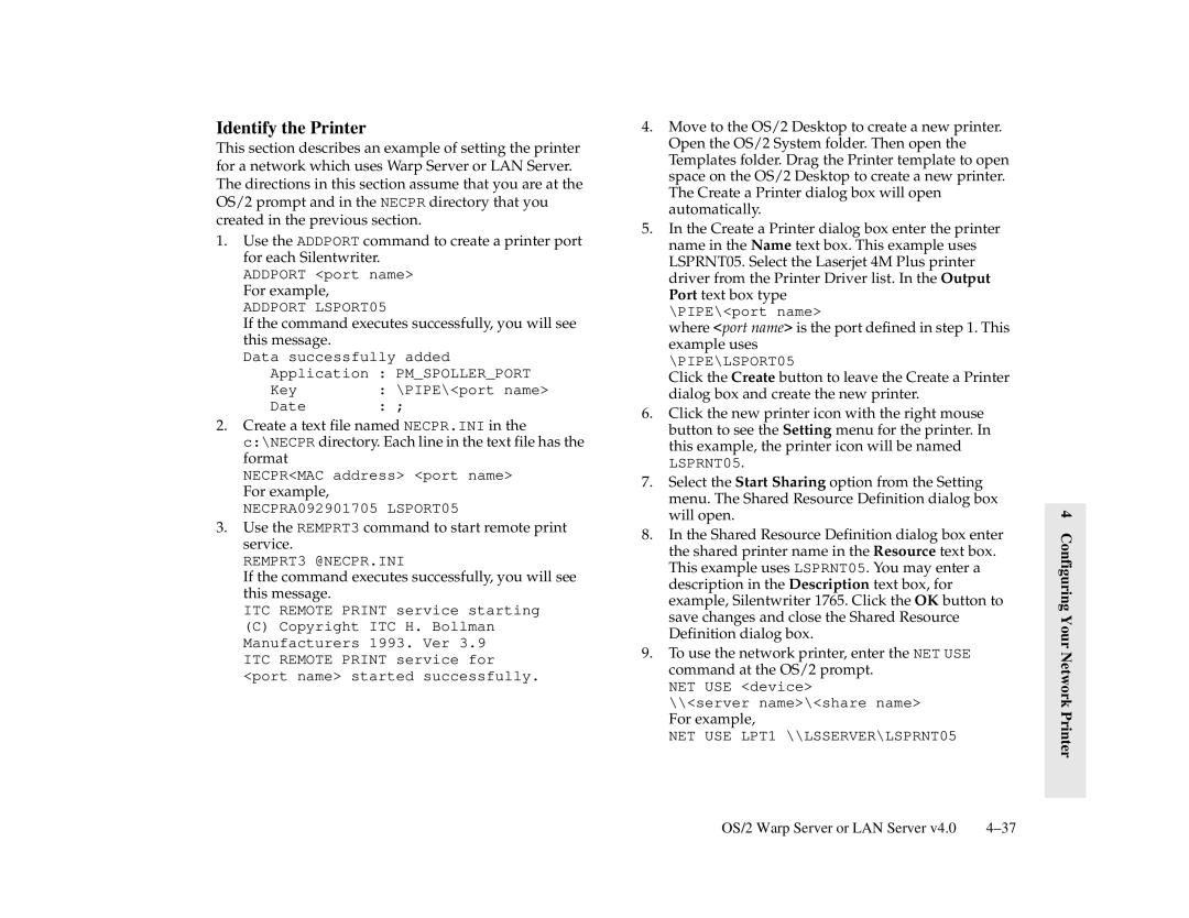 NEC 1700 Series, 1765 manual Where port name is the port defined in . This example uses 