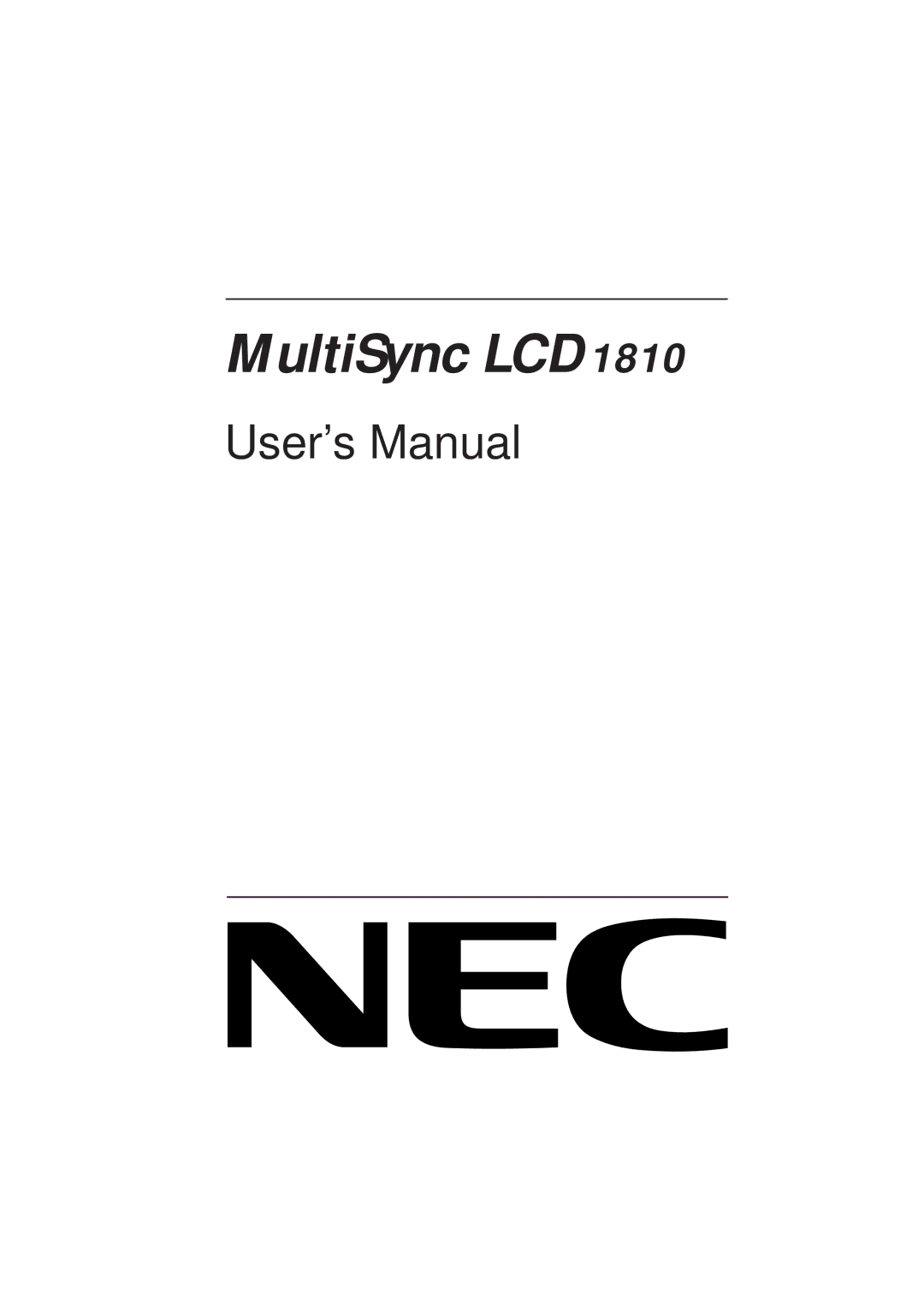 NEC user manual MultiSync LCD1810 