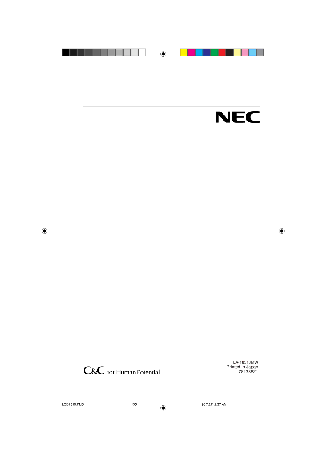 NEC 1810 user manual LA-1831JMW 