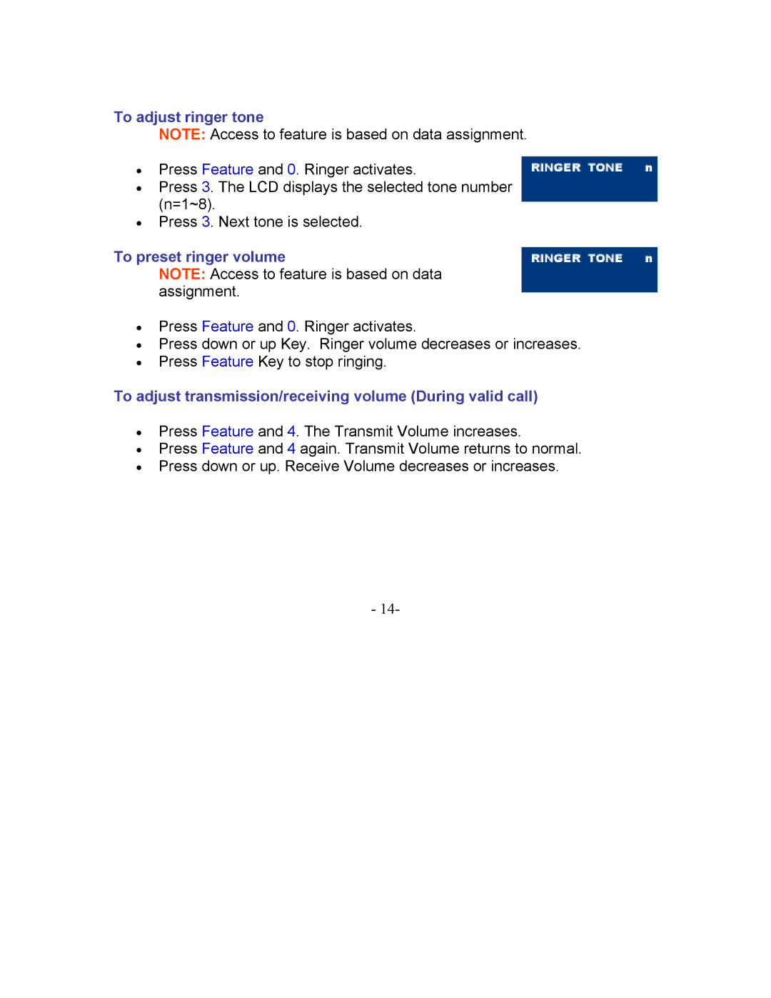 NEC 2000 IPS manual To adjust ringer tone 