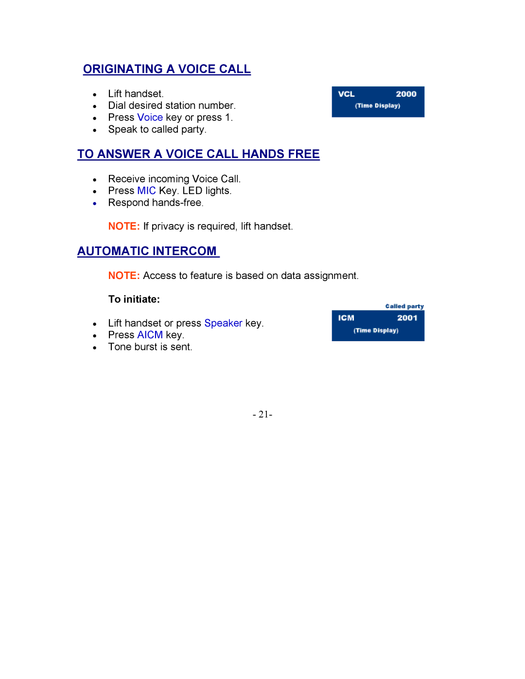 NEC 2000 IPS manual Originating a Voice Call, To Answer a Voice Call Hands Free, Automatic Intercom, To initiate 