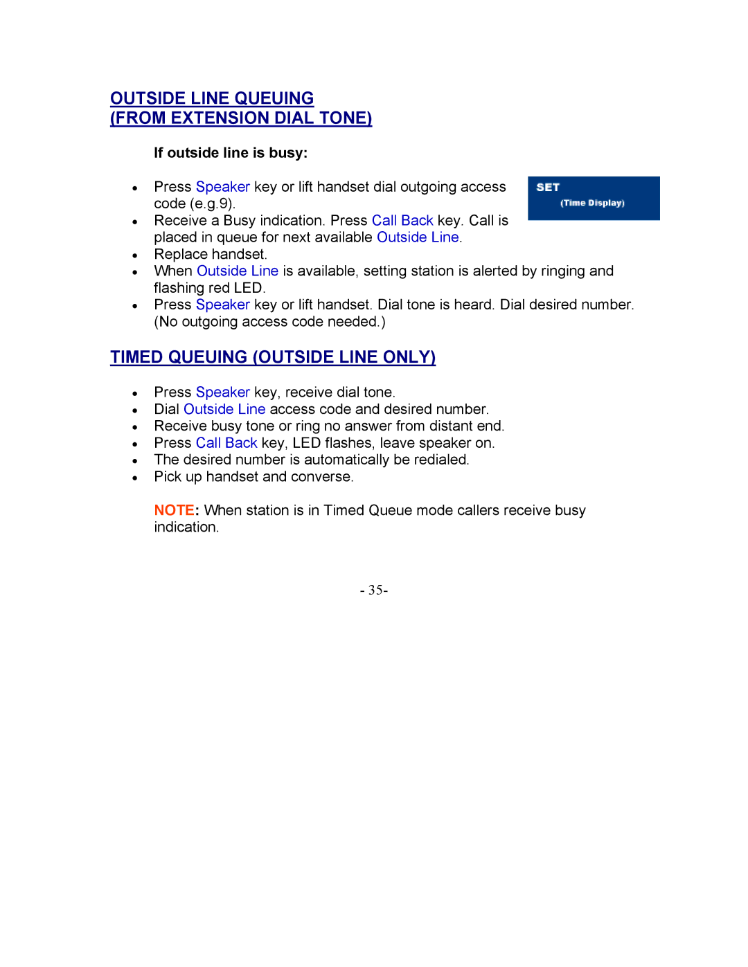 NEC 2000 IPS manual Timed Queuing Outside Line only, If outside line is busy 